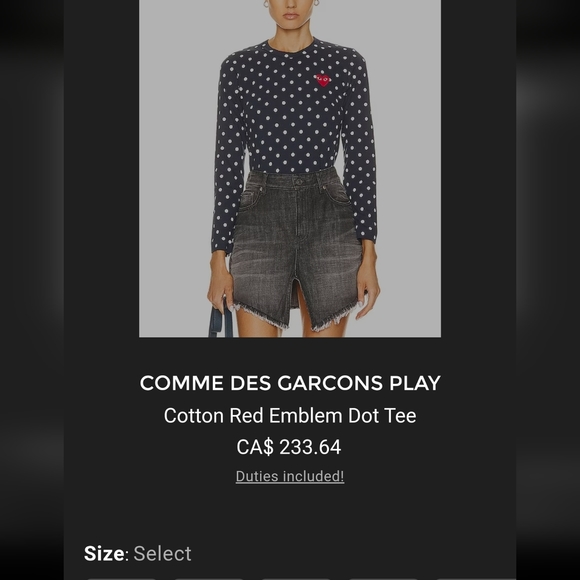 !!!!Host pick!!!!COMME DES GARCONS PLAY Cotton Red Emblem Dot Tee MSRP C$233.64 - Picture 10 of 10